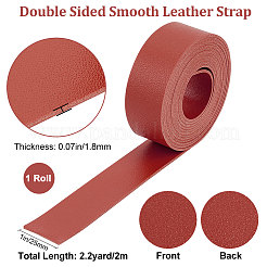 2mフラット両面ライチ柄模造革バンド  ブラウン  25x1.8mm  約2.19ヤード（2m）/ロール&nbsp;LC-WH0010-01A-03
