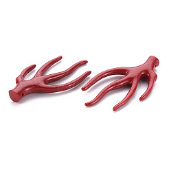 合成サンゴビーズ  ブランチ  染め  暗赤色  59.5~60.5x36.5~37.5x8~9.5mm  穴：2mm&nbsp;CORA-T011-16B