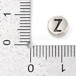 スターリングシルバーのフラットラウンド925個、文字ビーズ付き  スタンプ925個付き  アンティークシルバー  文字Z  6.5x3mm  穴：1.2mm&nbsp;STER-G044-01AS-Z
