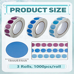 3ロール3色紙ステッカー  ラウンド  ミックスカラー  13mm  1000PCS /ロール  1ロール/色&nbsp;AJEW-LP0002-84C