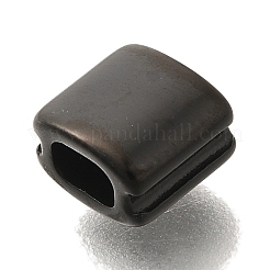 304ステンレススチールビーズ  正方形  ブラック  6x6.5x4mm  穴：3x2mm&nbsp;LS-STAS-G350-20EB
