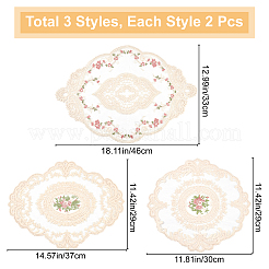 6Pcs 3 Style Polyester Embroidery Table Mats&nbsp;AJEW-GF0004-86