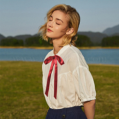 2Pcs Ribbon Long Bow Tie for Women&nbsp;AJEW-SP0003-50B