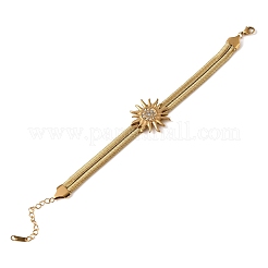 304 Stainless Steel & Rhinestone Snake Chain Double Layers Bangles for Women&nbsp;BJEW-D465-04B-G