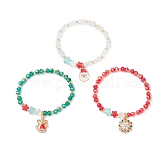 3Pcs Christmas Themed Alloy Enamel Charm Bracelets&nbsp;BJEW-MZ00190