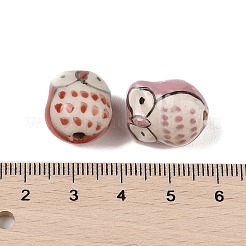 手作りプリント陶器ビーズ  手描きの陶器ビーズ  フクロウ  ミックスカラー  15.5~17.5x14~15x12.5~14mm  穴：2mm&nbsp;PORC-E015-09L