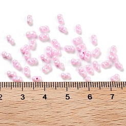 不透明色のガラスシードビーズ  ピーナッツ  パールピンク  2x4x2mm  穴：0.8mm  約45000個/ポンド&nbsp;SEED-A033-06L