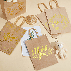 40Pcs 4 Styles Gold Stamp Thank You Printed Paper Gift Tote Bags&nbsp;ABAG-GO0001-12