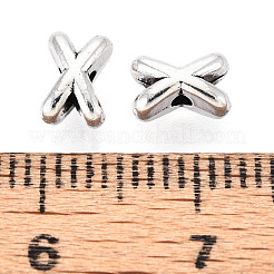 チベット風合金ビーズ  文字x  アンティークシルバー  6.5x4.5x3.5mm  穴：1.2mm&nbsp;TIBE-N013-09AS