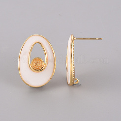 Brass Enamel Stud Earrings Findings&nbsp;KK-T062-129G-NF