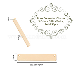 真鍮コネクターチャーム 30色 3個  長方形  ミックスカラー  35x6x0.8mm  穴：1mm  10個/カラー&nbsp;FIND-DC0006-18