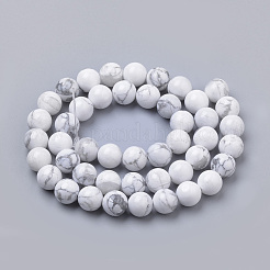 天然石ハウライトビーズ連売り  ラウンド  6mm  穴：1mm  約58~62個/連  15インチ&nbsp;G-S259-47-6mm