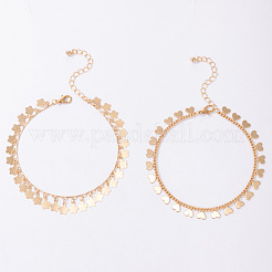 Alloy Flower & Heart Tassel Double Layer Anklets for Women&nbsp;FS-WGDC043-01