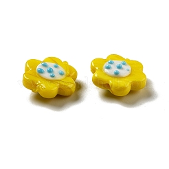 手作りランプワークビーズ  花  ゴールド  18~19x20.5x8.5mm  穴：1.6mm&nbsp;X-LAMP-E024-01C
