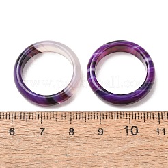 染色・加熱処理された天然縞瑪瑙/縞瑪瑙の女性用指輪  パープル  5.5mm  内径：17~17.5mm&nbsp;RJEW-Z075-02X
