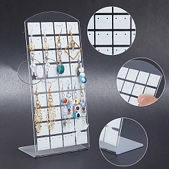 アクリルイヤリングディスプレイフレーム  レクタンジ  72穴  ホワイト  46x88x90mm  穴：0.5mm&nbsp;EDIS-WH0006-08A