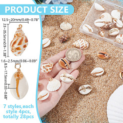 28Pcs 7 Styles Natural Mixed Shell Pendants&nbsp;PALLOY-HY00104
