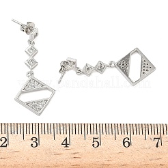 Rhombus Brass Micro Pave Clear Cubic Zirconia Dangle Stud Earrings&nbsp;EJEW-F383-10P