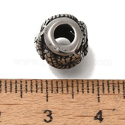 304ステンレススチールヨーロピアンビーズ  大穴ビーズ  ロンデル  アンティークシルバー  10x9.5mm  穴：4mm&nbsp;STAS-D191-05B-AS