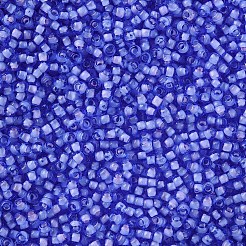 12/0グレードの丸いガラスシードビーズ  透明インサイドカラー  モーブ  2x1.5mm  穴：0.7mm  約48500個/ポンド&nbsp;SEED-N001-D-13/212