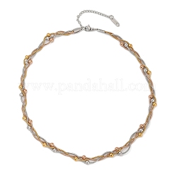 3 Colors 304 Stainless Steel Round Snake Chain Braided 3 Starnd Necklaces for Women&nbsp;NJEW-Z071-01M