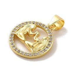 Zodiac Theme Brass Micro Pave Cubic Zirconia Pendants&nbsp;KK-M273-05E-G