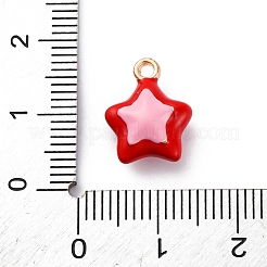 合金エナメルチャーム  星のチャーム  ゴールドカラー  レッド  14.5x11.5x4.5mm  穴：1.5mm&nbsp;ENAM-E362-08C