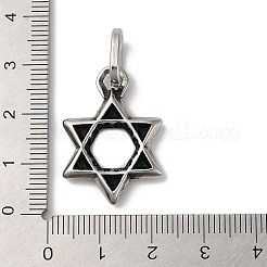 304ステンレスペンダント  ダビデの星のチャーム  アンティークシルバー  27.5x19.5x3.5mm  穴：9x5mm&nbsp;STAS-D014-21AS