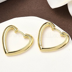 真鍮製フープピアス  カドミウムフリー＆鉛フリー  ハート  18KGP本金メッキ  20x20.5x3mm&nbsp;EJEW-D323-01G