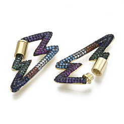 Brass Micro Pave Cubic Zirconia Screw Carabiner Lock Charms&nbsp;ZIRC-N039-014B-NF