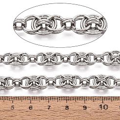 304ステンレススチールダブルリンクチェーン  溶接されていない  スプールで  変色なし  ステンレス鋼色  16.5x10x6mm  約16.40フィート（5m）/ロール&nbsp;CHS-Q009-11P