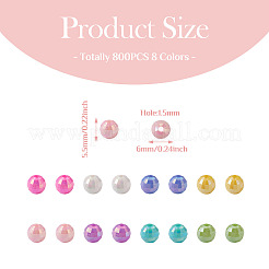 800Pcs 8 Colors Opaque Acrylic Beads&nbsp;MACR-PJ0001-05