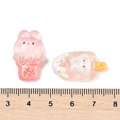 透明ラビット樹脂カボション  アイスクリーム  24.5~26.5x14.5~21x6.5~9mm&nbsp;CRES-D283-02