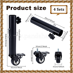 1Set Steel & Polyurethane Table Legs with Casters&nbsp;AJEW-DL0001-46