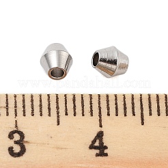 変色しない201ステンレススチールビーズ  双円錐形  ステンレス鋼色  4x4mm  穴：1.6mm&nbsp;X-STAS-Z078-01P