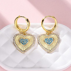 Brass Cubic Zirconia Hoop Earrings&nbsp;EJEW-Q042-02A-G