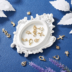 16Pcs 8 Style Brass Micro Pave Cubic Zirconia Charms&nbsp;KK-TA0001-13