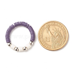 Handmade Polymer Clay Heishi Beads Finger Ring for Women&nbsp;RJEW-JR00426