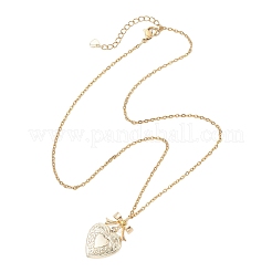 Alloy Bowknot Heart Locket Pendant 304 Stainless Steel Cable Chain Necklaces for Women&nbsp;NJEW-JN05904