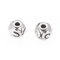 チベット風合金ビーズ  ラウンド  鉛フリー＆カドミウムフリー  アンティークシルバー  5.5x4.5mm  穴：1mm&nbsp;X-K08PK041