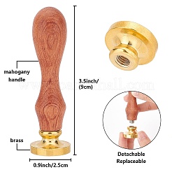 木製ハンドル付き真鍮ワックス印鑑  DIYスクラップブッキング用  カラス  25mm&nbsp;AJEW-WH0412-0291