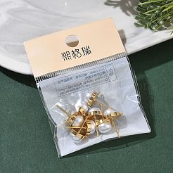 SHEGRACE Brass ABS Imitation Pearl Half Round Stud Earring Findings&nbsp;XGR0100G-119G