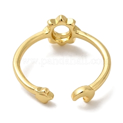 Flower Rack Plating Brass Open Cuff Finger Rings for Women&nbsp;RJEW-L123-101G