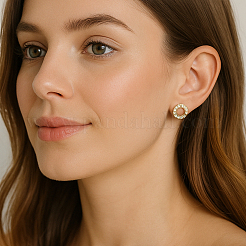8 Pairs 2 Colors Zinc Alloy Flat Round Stud Earrings&nbsp;EJEW-GO0003-02