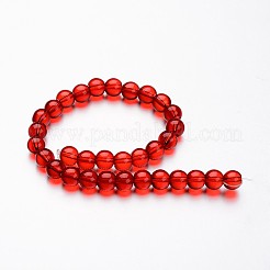 ガラスラウンドビーズ連売り  レッド  6mm  穴：1mm  約50個/連  11インチ&nbsp;GLAA-I028-6mm-06