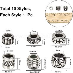 10 Style 304 Stainless Steel European Beads&nbsp;STAS-NB0001-09AS