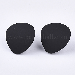 スプレー塗装鉄スタッドピアスパーツ  スチールピンとループ付き  ブラック  20x18.5mm  穴：3mm  ピン：0.7mm&nbsp;X-IFIN-S703-15A