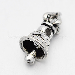 チベットの真鍮ビーズ  仏ジュエリーのための鐘とドルジェの金剛  アンティークシルバー  16x8mm  穴：2mm&nbsp;KK-F0293-13