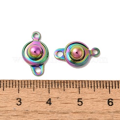 201ステンレススチールスナップ留め  虹色  15.5x9x5mm  穴：1.5mm&nbsp;STAS-K148-11RC