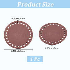 牛革かぎ針編みのバッグ底  フラットラウンド  シエナ  100x3mm  穴：5mm&nbsp;FIND-WH20007-164B